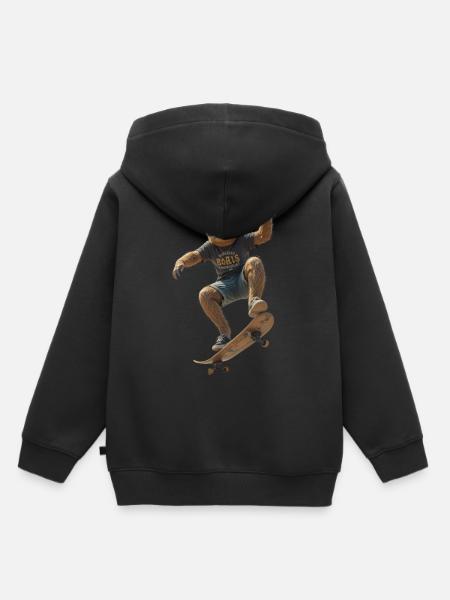 Skater Faultier - Kinder Premium Organic Hoodie - Schwarz
