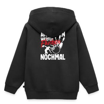 Bowling Courir Lancer Jurer Encore - Sweat Premium à capuche enfant bio - noir - Dos - AI Model Kid Male (0cm)