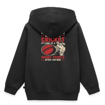 Joueur de cricket Drôle de dicton Sports - Sweat Premium à capuche enfant bio - noir - Dos - AI Model Kid Male (0cm)