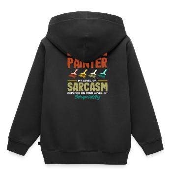 Je suis peintre, sarcasme et stupidité - Sweat Premium à capuche enfant bio - noir - Dos - AI Model Kid Male (0cm)
