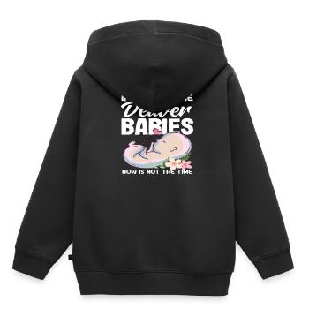 Sage-femme, vous me voyez accoucher - Sweat Premium à capuche enfant bio - noir - Dos - AI Model Kid Male (0cm)