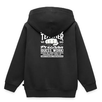 Enseignant à l’école primaire Précision Devinettes Travail Humour - Sweat Premium à capuche enfant bio - noir - Dos - AI Model Kid Male (0cm)