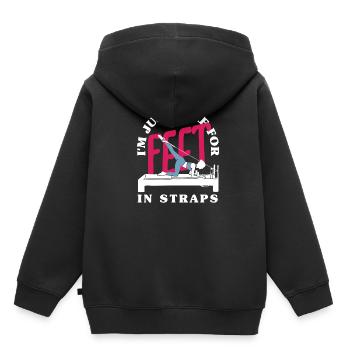 Pilates: Hier Für Feet In Straps - Kinder Premium Organic Hoodie - Schwarz - Hinten - AI Model Kid Male (0cm)