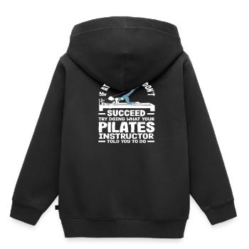 Réussir le Pilates avec les instructions de l'instructeur - Sweat Premium à capuche enfant bio - noir - Dos - AI Model Kid Male (0cm)
