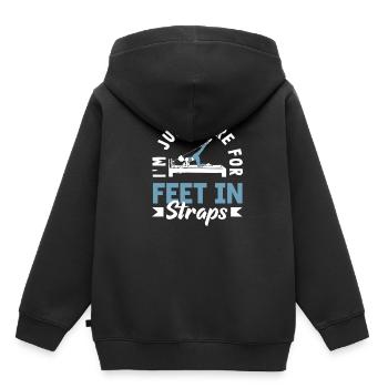 Pilates: Just Here For Feet In Straps - Kinder Premium Organic Hoodie - Schwarz - Hinten - AI Model Kid Male (0cm)