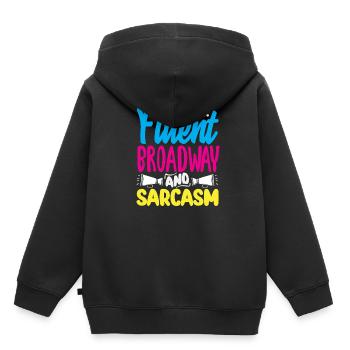 Amateur de comédie musicale : Je parle Broadway - Sweat Premium à capuche enfant bio - noir - Dos - AI Model Kid Male (0cm)