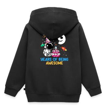 9 ans de fraîcheur dans l’aventure spatiale - Sweat Premium à capuche enfant bio - noir - Dos - AI Model Kid Male (0cm)