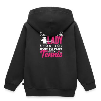 Tennis Spieler Lass Die Dame Zeigen - Kinder Premium Organic Hoodie - Schwarz - Hinten - AI Model Kid Male (0cm)