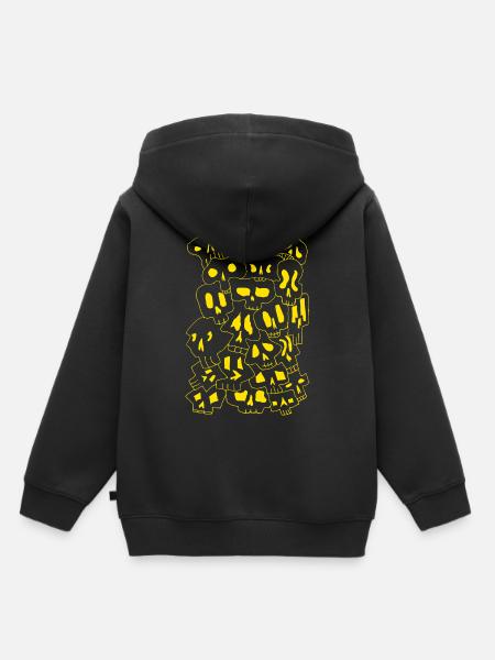 Skulls (Outlines Gelb) - Kinder Premium Organic Hoodie - Schwarz
