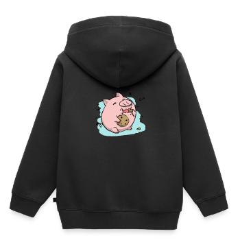 Biscuit pig - Kids Premium Organic Hoodie - black - Back - AI Model Kid Male (0cm)