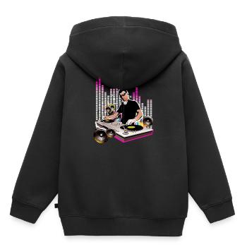 DJ - Sweat Premium à capuche enfant bio - noir - Dos - AI Model Kid Male (0cm)