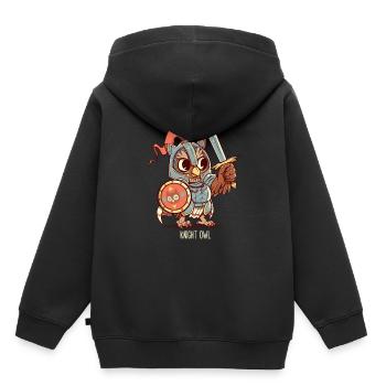 Chevalier Chouette Animal Pun Chemise - Sweat Premium à capuche enfant bio - noir - Dos - AI Model Kid Male (0cm)