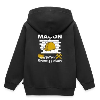 Maçon Shirt • Metier des forts • Maçon Cadeau - Sweat Premium à capuche enfant bio - noir - Dos - AI Model Kid Male (0cm)