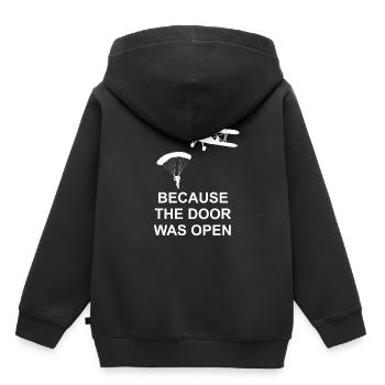 Skydiving open door - Fallschirmspringen, Geschenk - Kinder Premium Organic Hoodie - Schwarz - Hinten - AI Model Kid Male (0cm)