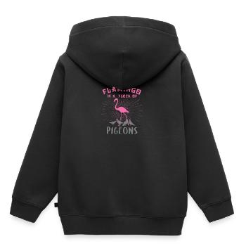 Stand out / FLAMINGO - Kids Premium Organic Hoodie - black - Back - AI Model Kid Male (0cm)
