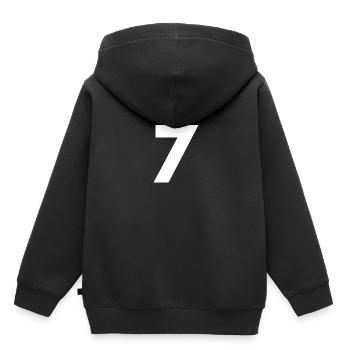 Numéro 7, numéro 7, 7, sept, numéro sept, sept, - Sweat Premium à capuche enfant bio - noir - Dos - AI Model Kid Male (0cm)