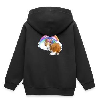 Shelticorn Fauve - Sweat Premium à capuche enfant bio - noir - Dos - AI Model Kid Male (0cm)
