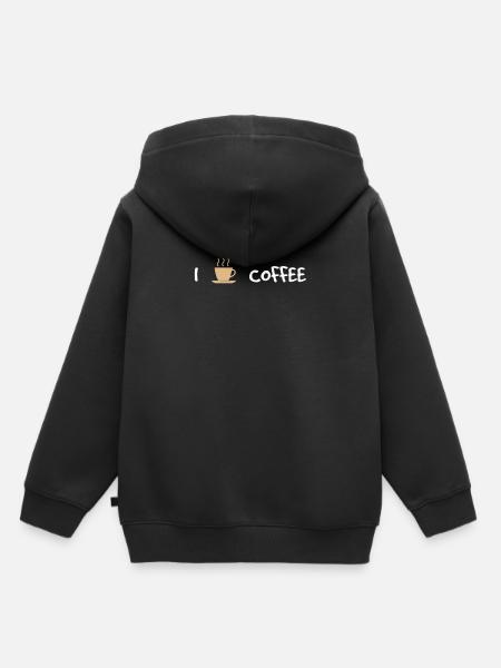 Kaffee - Kinder Premium Organic Hoodie - Schwarz