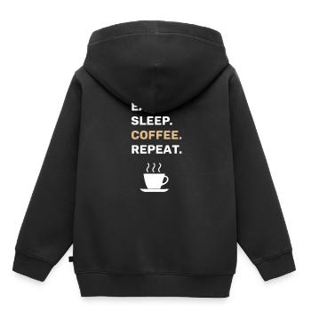 Café disant drôle tasse de café caféine - Sweat Premium à capuche enfant bio - noir - Dos - AI Model Kid Male (0cm)