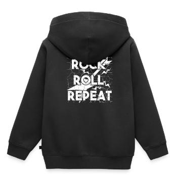Rock, Roll, Répétez grande idée de cadeau pour les amis - Sweat Premium à capuche enfant bio - noir - Dos - AI Model Kid Male (0cm)