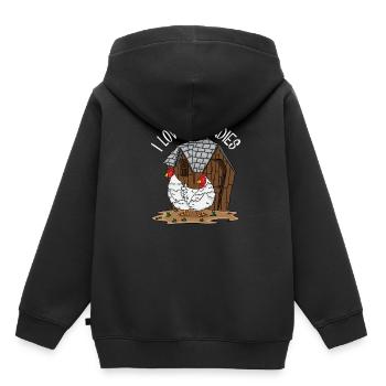 Poulet fermier fermier cadeau fermier - Sweat Premium à capuche enfant bio - noir - Dos - AI Model Kid Male (0cm)