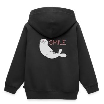 Niedlicher Seehund - Kinder Premium Organic Hoodie - Schwarz - Hinten - AI Model Kid Male (0cm)