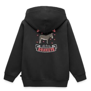 Esel Landei Mädchen - Kinder Premium Organic Hoodie - Schwarz - Hinten - AI Model Kid Male (0cm)