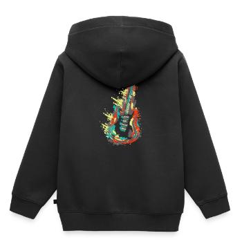 Guitare Rock'n'Roll - Sweat Premium à capuche enfant bio - noir - Dos - AI Model Kid Male (0cm)