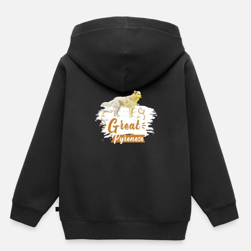 Great Pyrenees Pyrenees Pyrenees Chien chien race - Sweat Premium à capuche enfant bio - noir