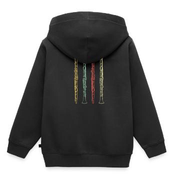 Instrument à vent clarinette - Sweat Premium à capuche enfant bio - noir - Dos - AI Model Kid Male (0cm)