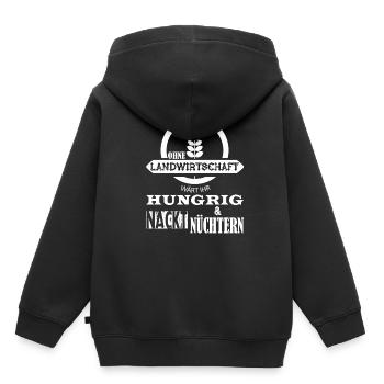 Ohne Landwirtschaft Hungrig Nackt und Nüchtern - Kinder Premium Organic Hoodie - Schwarz - Hinten - AI Model Kid Male (0cm)