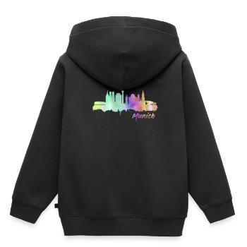 Skyline de l'Allemagne à Munich - Sweat Premium à capuche enfant bio - noir - Dos - AI Model Kid Male (0cm)