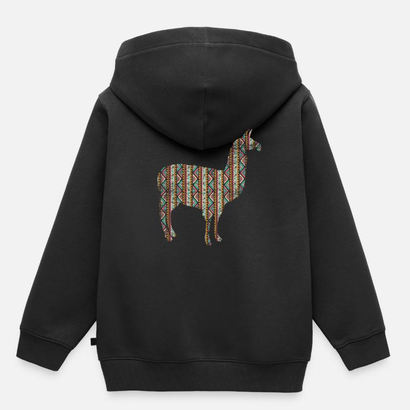 lama - Sweat Premium à capuche enfant bio - noir
