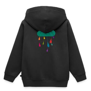 Pluie nuages pluie gouttes diversité arc-en-ciel - Sweat Premium à capuche enfant bio - noir - Dos - AI Model Kid Male (0cm)