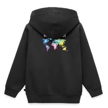 Weltkarte Globus - Kinder Premium Organic Hoodie - Schwarz - Hinten - AI Model Kid Male (0cm)