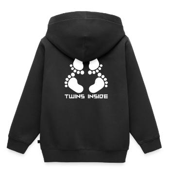 Pieds de bébé jumeaux enceintes - Sweat Premium à capuche enfant bio - noir - Dos - AI Model Kid Male (0cm)