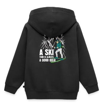 Ski Tour Touring Spruch Winter Ski Tour - Kids Premium Organic Hoodie - black - Back - AI Model Kid Male (0cm)