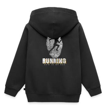 Run Runner DNA - Sweat Premium à capuche enfant bio - noir - Dos - AI Model Kid Male (0cm)