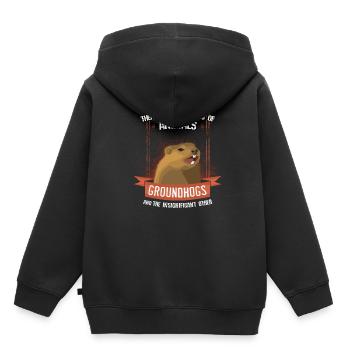 Murmeltiere - Kinder Premium Organic Hoodie - Schwarz - Hinten - AI Model Kid Male (0cm)