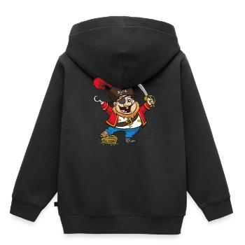 lustiger Pirat Schatz Schatztruhe Säbel Hakenhand - Kinder Premium Organic Hoodie - Schwarz - Hinten - AI Model Kid Male (0cm)