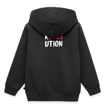 Liebe Love Revolution - Kinder Premium Organic Hoodie - Schwarz - Hinten - AI Model Kid Male (0cm)