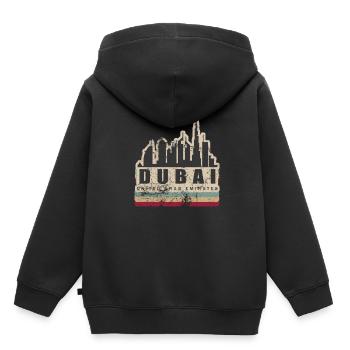 Retro Dubai Tower Stadt Tourismus Geschenk - Kinder Premium Organic Hoodie - Schwarz - Hinten - AI Model Kid Male (0cm)