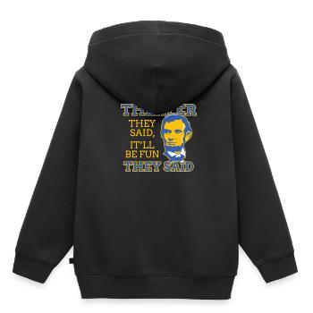 Drôle Abraham Lincoln histoire de théâtre cadeau - Sweat Premium à capuche enfant bio - noir - Dos - AI Model Kid Male (0cm)