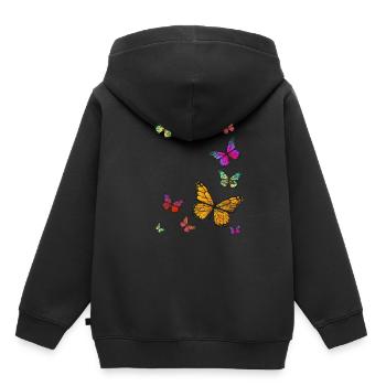 Essaim de papillons - Sweat Premium à capuche enfant bio - noir - Dos - AI Model Kid Male (0cm)