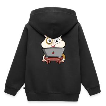 Ordinateur lapin lapin portable bande dessinée nerd cadeau - Sweat Premium à capuche enfant bio - noir - Dos - AI Model Kid Male (0cm)