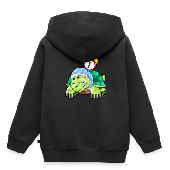 dormant tortue sommeil de sommeil de réveil cadeau - Sweat Premium à capuche enfant bio - noir - Dos - AI Model Kid Male (0cm)