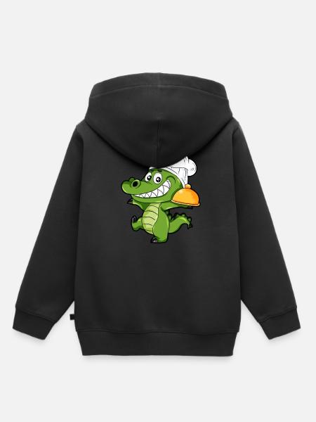 cocinar cocodrilo chef camarero cocinero cocinero regalo - Sudadera Premium con capucha infantil orgánica - negro