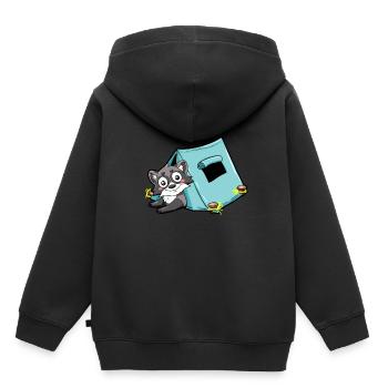 campendes putois Camper Camping Tente Nature - Sweat Premium à capuche enfant bio - noir - Dos - AI Model Kid Male (0cm)