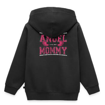 Ange gardien Maman - Sweat Premium à capuche enfant bio - noir - Dos - AI Model Kid Male (0cm)
