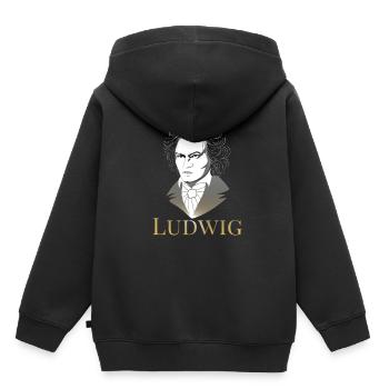 Ludwig van Beethoven - Sweat Premium à capuche enfant bio - noir - Dos - AI Model Kid Male (0cm)